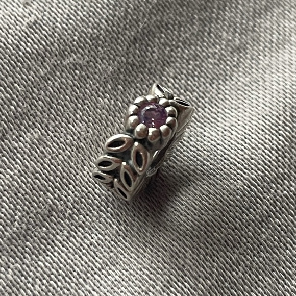 Pandora Retired Purple Floral Charm - Picture 1 of 6